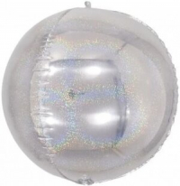 Шар 3Д СФЕРА, 24"/61см, Серебро голография (1 шт.)
