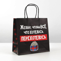 Пакет подарочный «Чтобы всё хотелось», 22 * 22 * 11 см