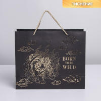 Пакет крафтовый с пластиковым окном «Burn to be wild», 31 * 26 * 11 см