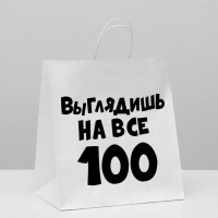 Пакет подарочный «Выглядишь на все 100», 31 * 19,5 * 34 см